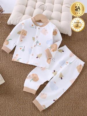 Pure Cotton Children's Autumn Clothing: Baby Pajamas & Underwear Set