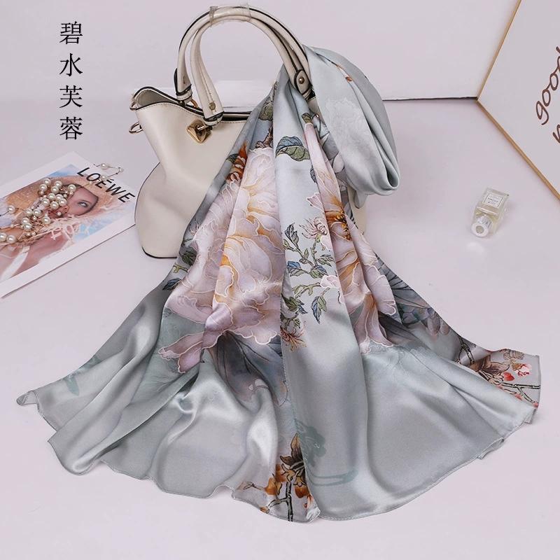 Chinese Ethnic Flower Style 100% Silk Scarves Shawls Long Silk Scarf 170*52Cm