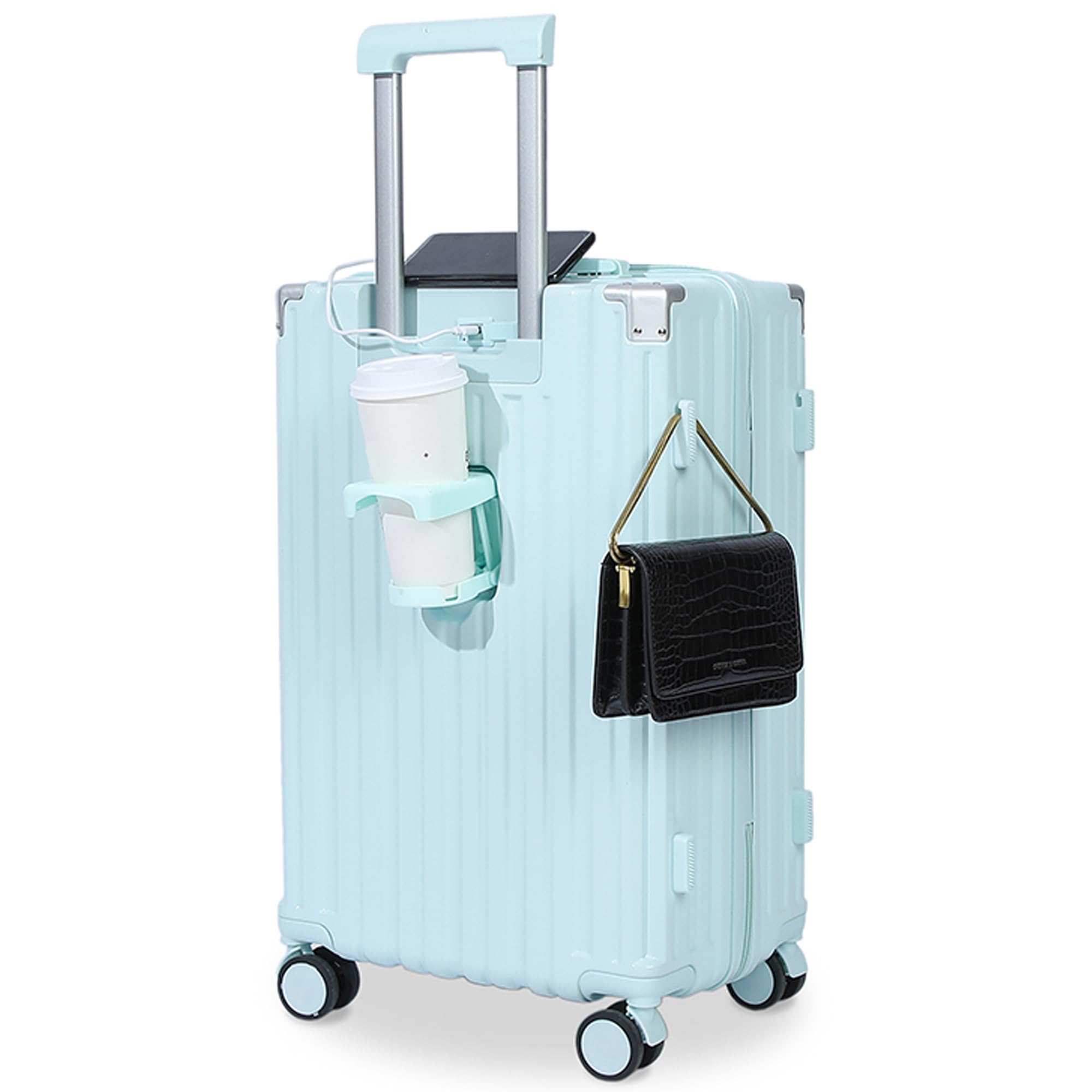 

USB charging cup silent double for travel [XCHMYi] Suitcase, carry-on, port, holder, casters, lightweight, (light blue, S/carry-on/39L (1-3 nights)) світло-синій колір