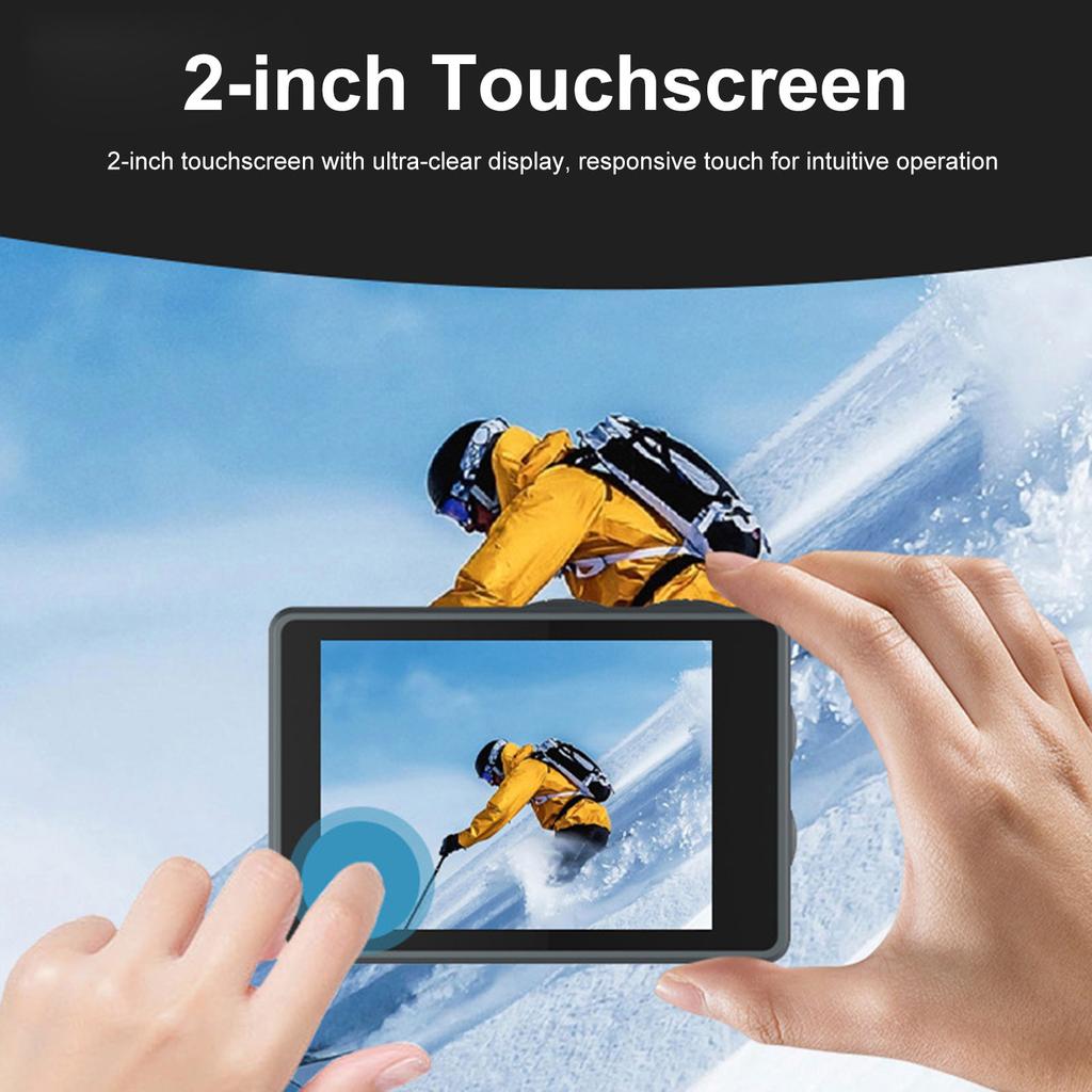 5K WiFi Action Camera, Ultra HD Dual Screen Camera, 170 Degrees  Wide Angle, 6 Axis Stabilization, 30M Underwater