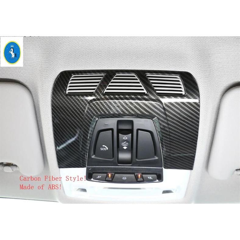For BMW X1 F48 2016 - ABS Car Front Seat Reading Lights Lamps Decor Frame Interior Accessories Cover Trim Carbon Fiber Look