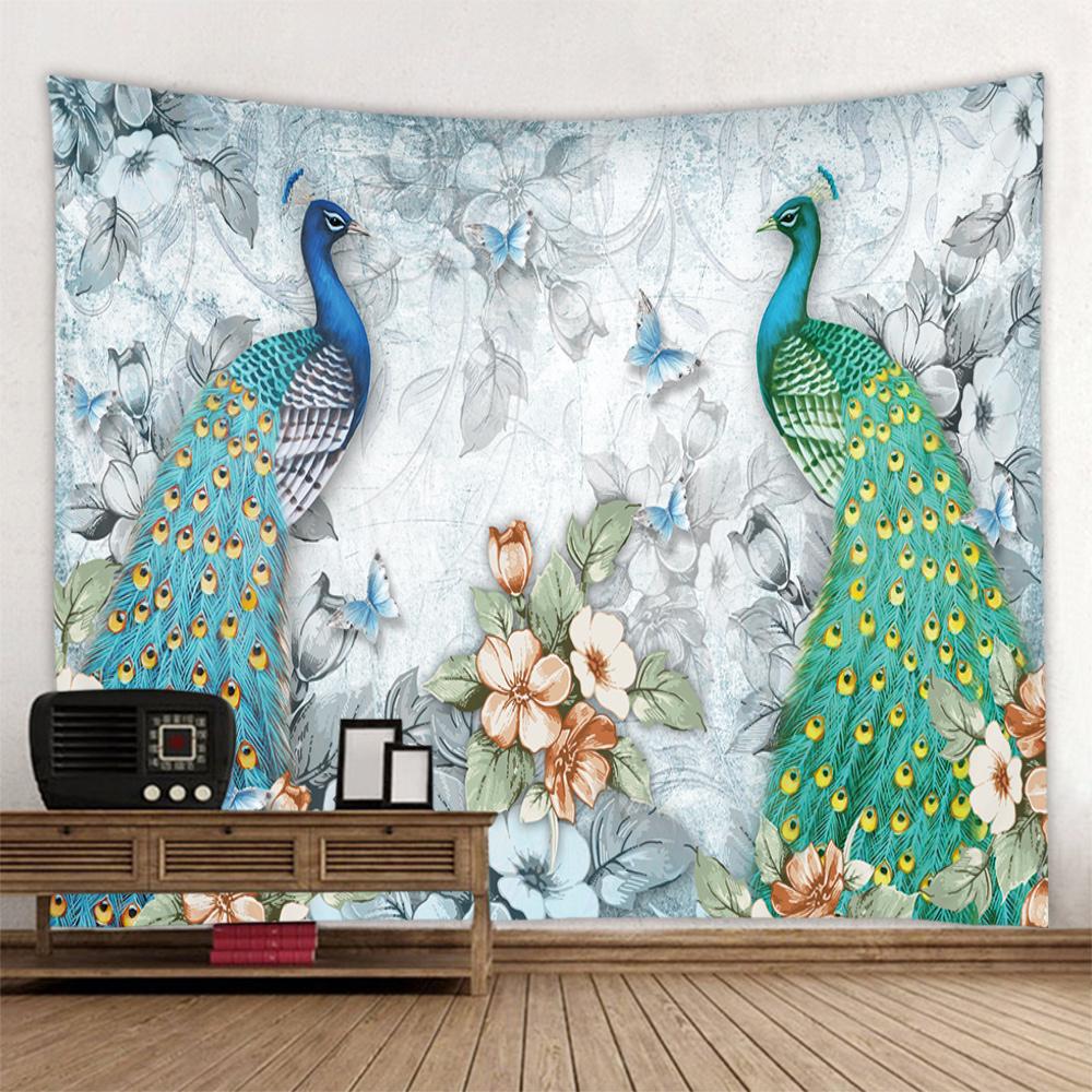 Tapestry Wall Hanging, Peacocks, Flowers, Forests, Bohemia, Aesthetics, Room Decoration, Wall Decoration, Blankets, Bed Sheets