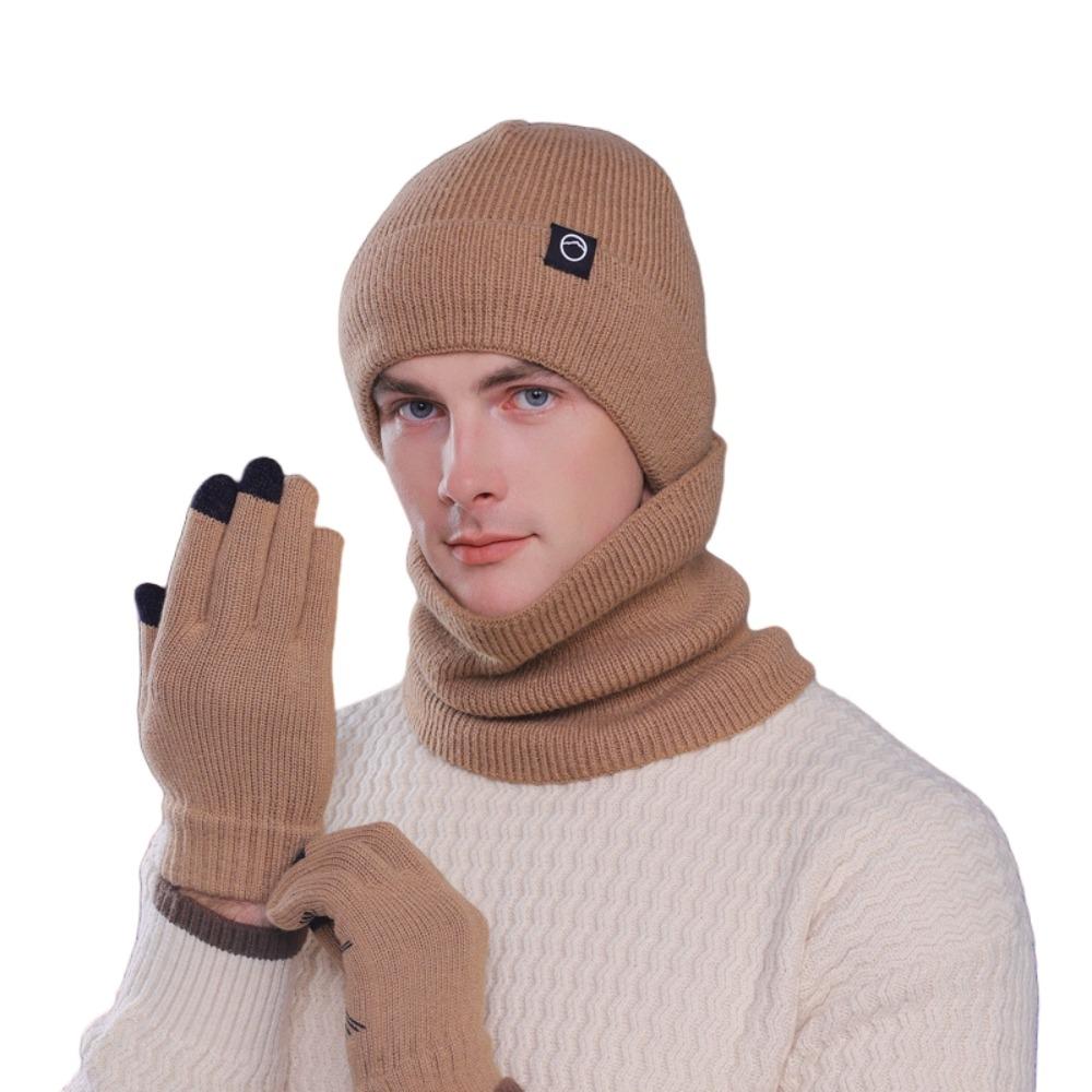 Neck Warmer Knitted Hat Gloves Scarf Warm Cap Solid Beanie Casual Winter Glove Cap Set  Outdoor