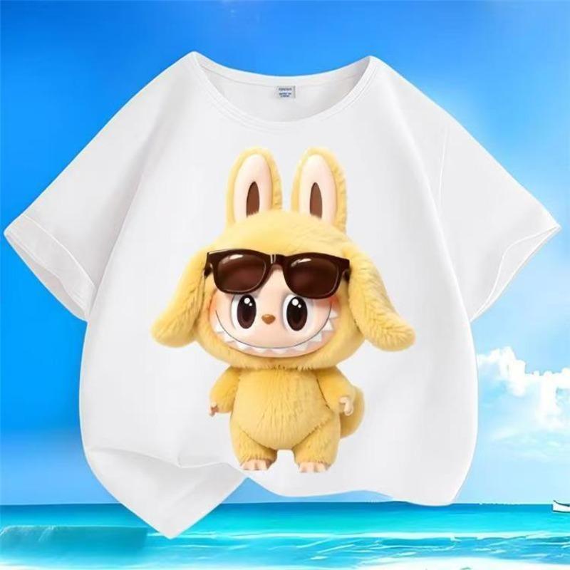 Labubu Kreslený 3D potisk Dětská trička Vtipné Chlapecké Dívčí Krátký rukáv Top Ležérní Trend Dětské oblečení