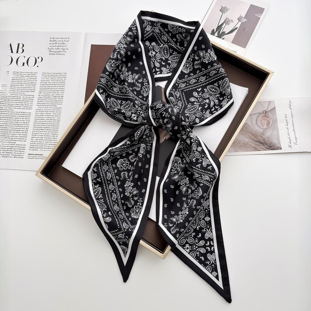 Luxury Print Scarf Skinny Ribbon Hairbands Women Neck Kerchief Foulard Hair Bands Scarves Bag Handle Ribbon 145*14Cm