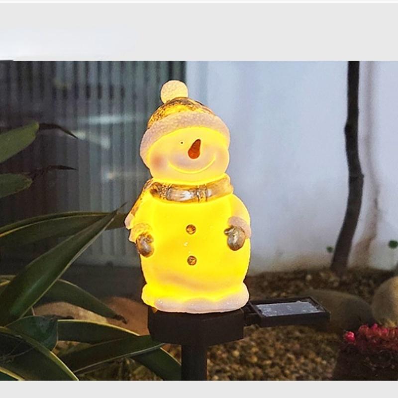 LED Solar Rasenleuchten für Außenbereich Harz Schneemann Rasenleuchten Feiertag für Weihnachten Rasen Garten Landschaft Leuchtende Lampe