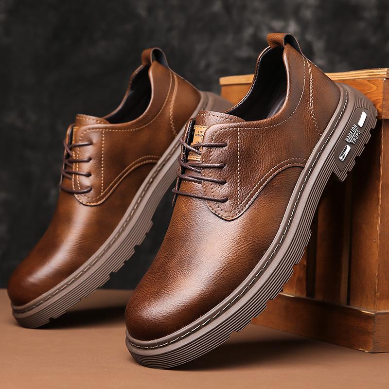 

Мужская обувь, увеличивающая рост, ботинки Мартин, уличная обувь с большой головой, кожаная обувь с низким верхом, повседневная обувь, молодежная обувь, рабочая обувь, обувь на платформе 46 темно-коричневого