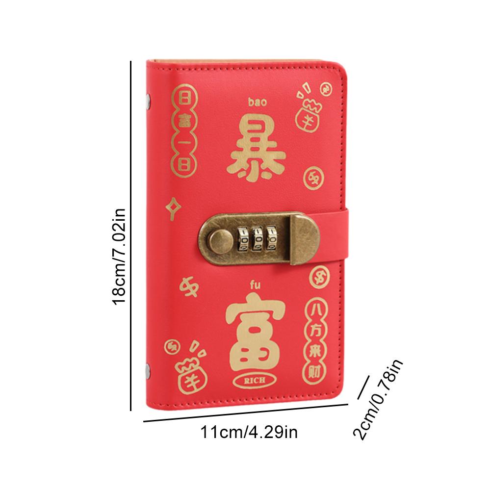Large Capacity Password Savings Book Good Luck Storage Management Book And Red Financial Bag Po M7N2