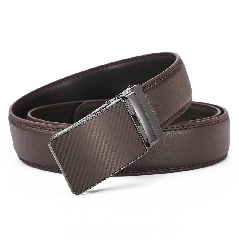 

Внешняя торговля европейские и американские ремни мужские настоящие телячьи деловые ремни с автоматической пряжкой 130cm кофейный