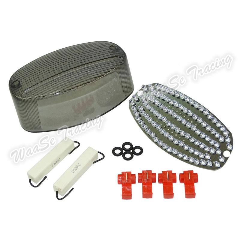 waase For Yamaha V Star 650 XVS650 Custom 1998-2014 E-Mark Tail Light Brake Turn Signals Integrated LED Light Smoke Lens