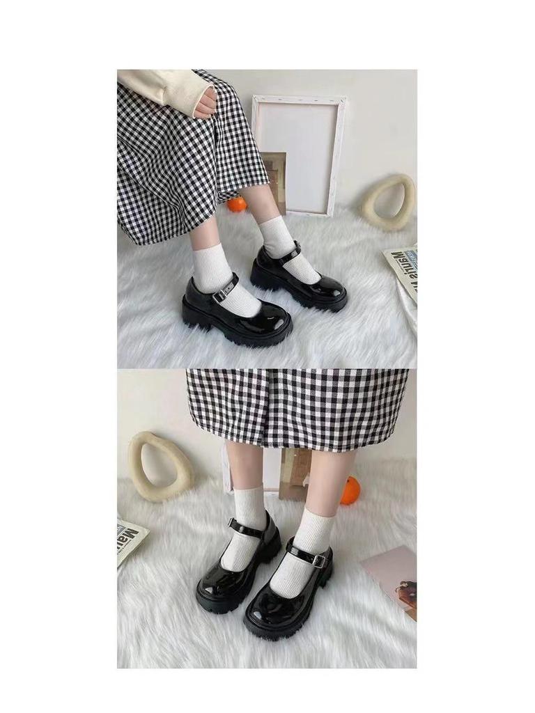Women's Mary Jane College-Style Slim Leather High Heels with Thick Soles - Lolita JK Uniform Shoes