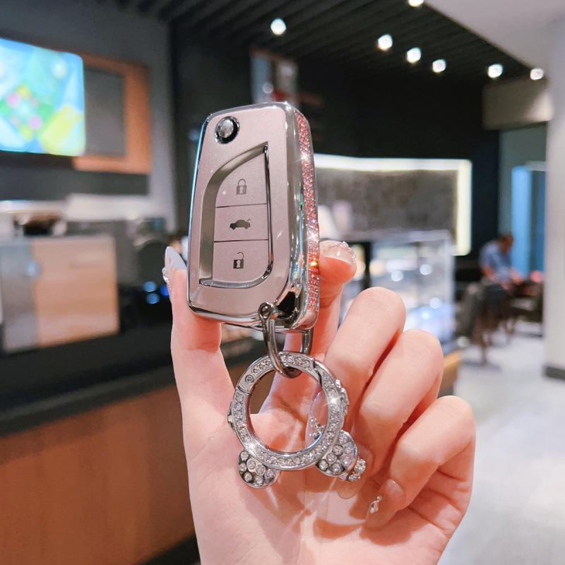 Compatible Foldable Car Key Case for Toyota Rav4, Weilan, Corolla, and Fenglanda Models