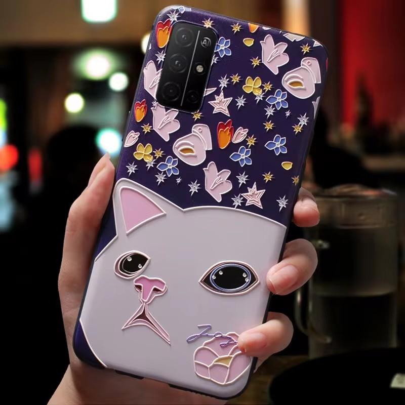 For Honor 200 / 200 Lite / 200 Pro Case 3D Flower Relief Silicone Emboss Covers for Huawei Honor 200 Pro Cases Soft Cute Cartoon