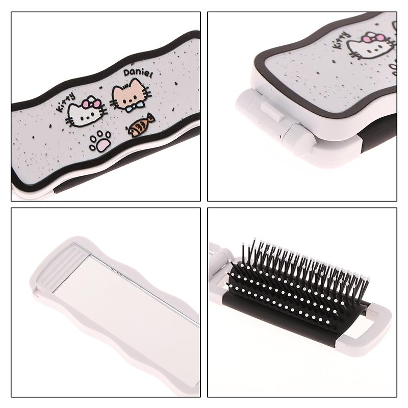 Mini Hair Brush Folding Massage Comb Head Massage Anti-Static Portable Travel Hair Brush Girl Hair Combs With Mirror