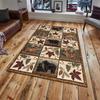 American Country Farmhouse Rug Non-Slip Carpet Mat for Living Room Bedroom Home Decoration Forest Animal Patchwork Design
