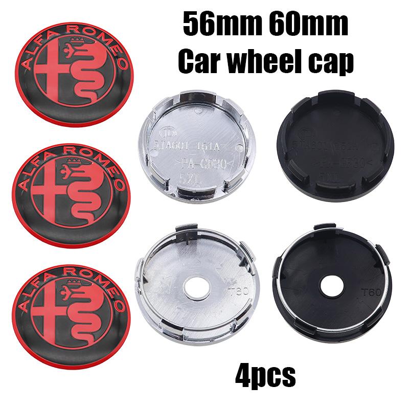 4pcs 56mm 60mm alfa romeo 3D Car emblem Wheel Center Hub auto Rim refit dust-proof badge covers cap styling accessories fw6
