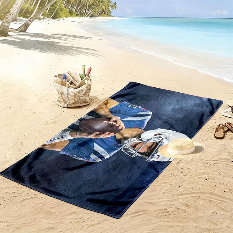 Drake Maye Print Beach Towel, Large Soft Quick Dry Towel for Beach Camping Swimming