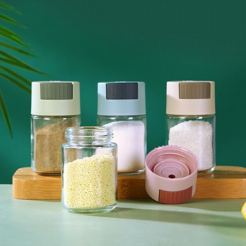 Metering Salt Shaker Push Type Salt Dispenser Salt Tank Sugar Bottle Spice Pepper Salt Shaker SpiceJar Can Seasoning Bottle