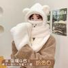 Bear ear protection hat female cute hat scarf integrated female gloves three-piece set thickened warm double layer cold protection