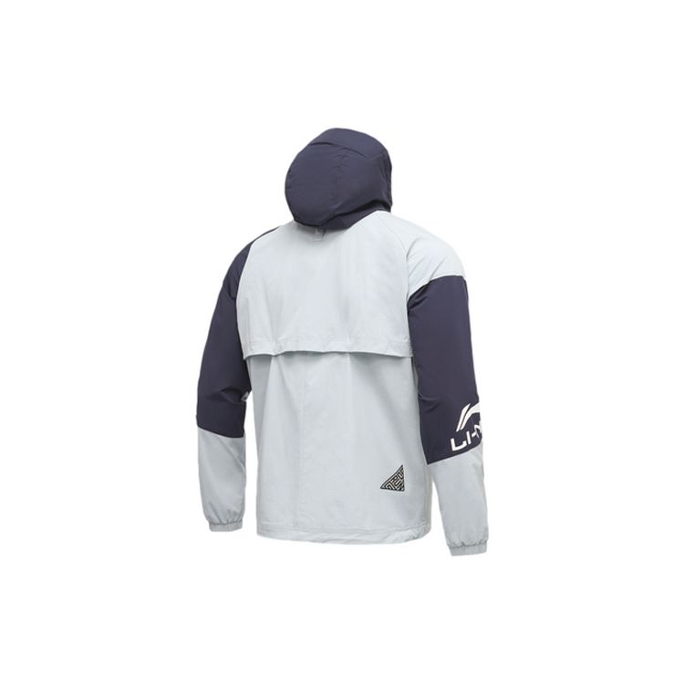 Li Ning Color Block Logo Hooded Jacket Men Jackets Mist-Blue AFDR039-3