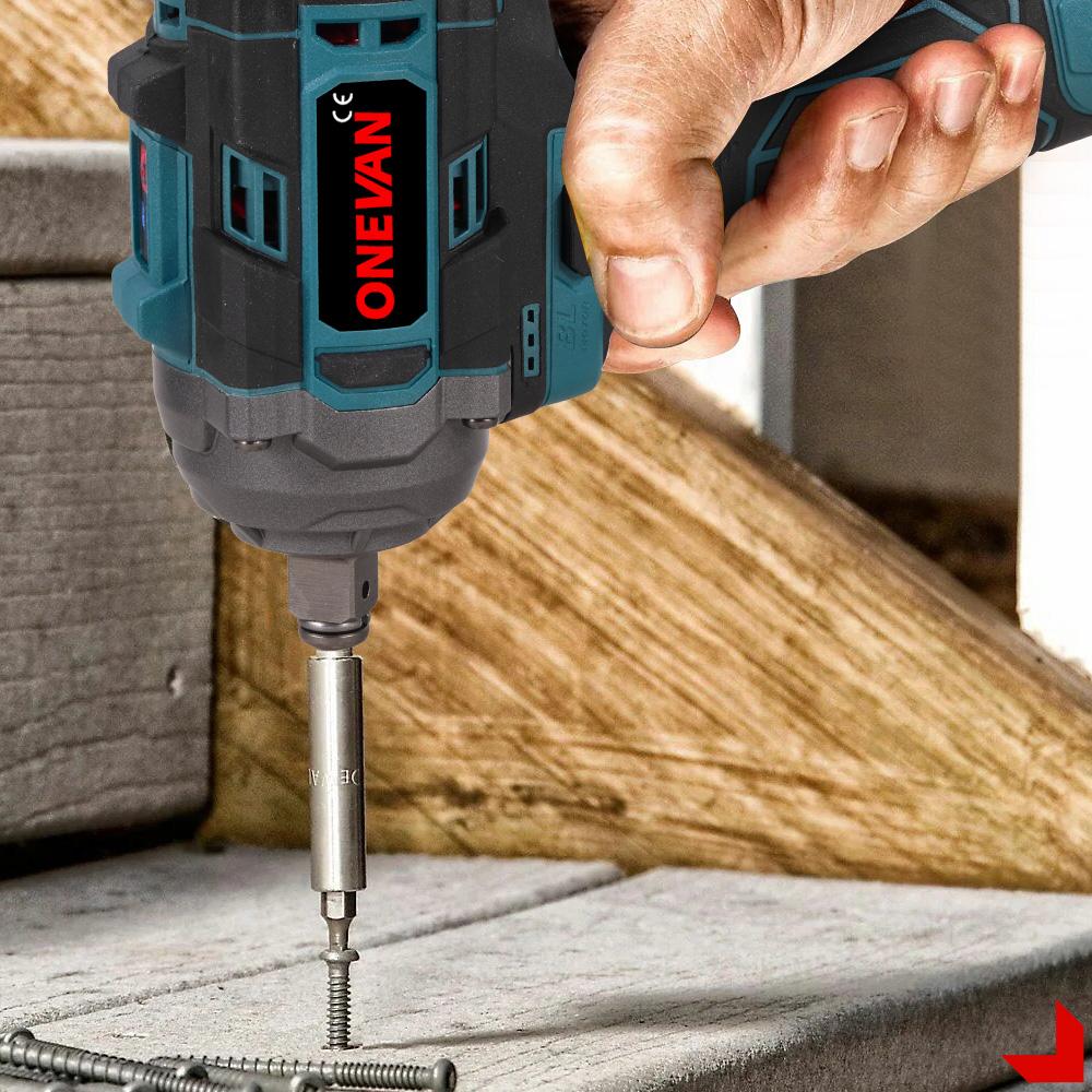 ONEVAN 500N.M Brushless Electric Impact Wrench 1/2inch Cordless 3-in-1 Wrench Screwdriver Drill Lithium-Ion Battery Power Tool