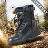 Fashion Leather Mens Waterproof Tactical Boots Black Wearable Black Leather Boots