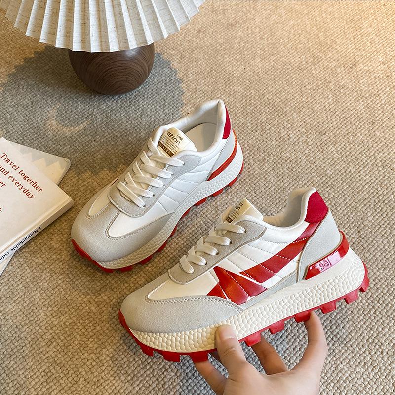 

2025 spring and autumn new Forrest Gump shoes retro sports shoes casual women s shoes versatile thick-soled heightening dad shoes ins tide 40 червоний