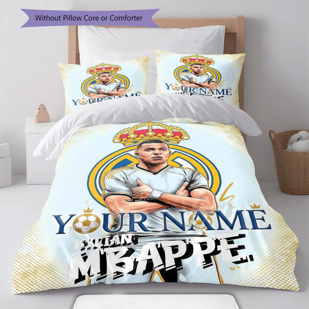 Kylian Mbappe Custom Name Pattern Bedding Quilt Set Quilt Cover Pillowcase Home Birthday Gift(1 * duvet cover + 2 * pillowcase, without core)