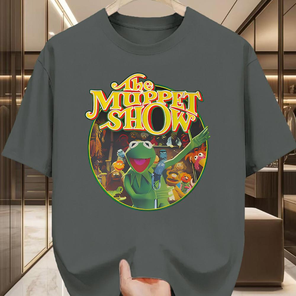 The Muppet Show Vintage TShirt Retro Cartoon Graphic Tee Kermit The Frog Gonzo Rizzo The Rat Dark Green Retro TV Show Design