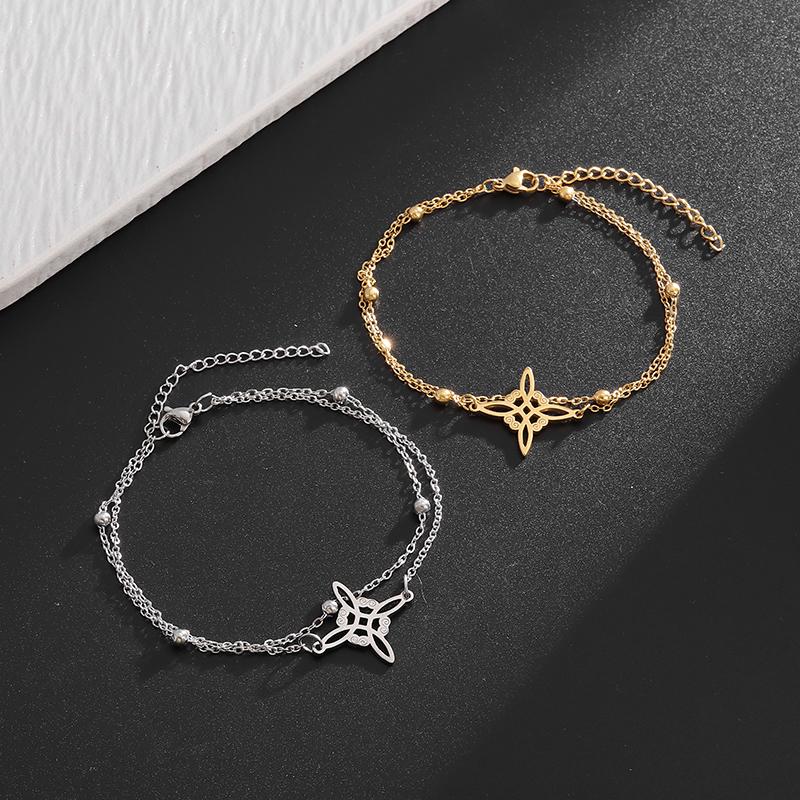 Stainless Steel Witchy Witchs Knot Double Layer Adjustable Bracelet Vintage Irish Lucky Knot Jewelry Gift for Women
