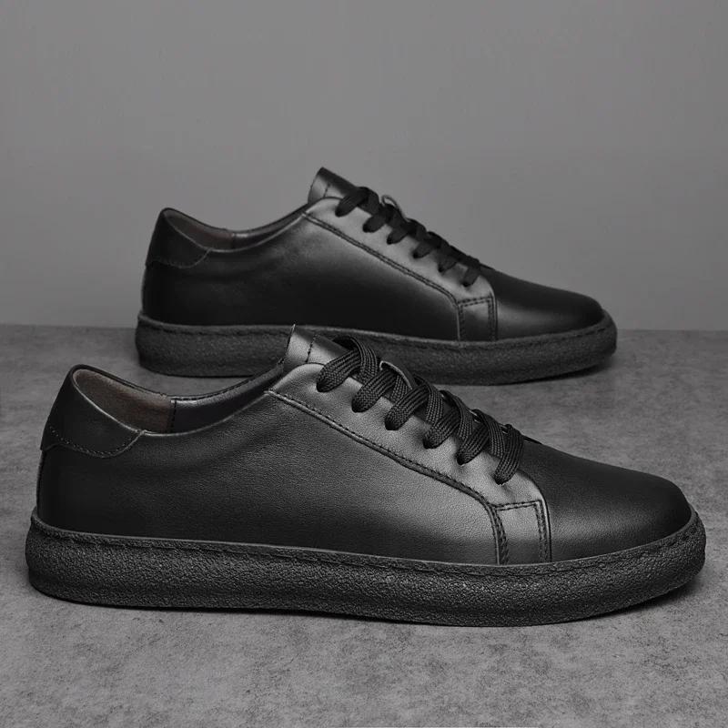Men's genuine leather vulcanized shoes  luxury brand new designer sneakers fashion Tenis Masculino shoes casual sport shoes