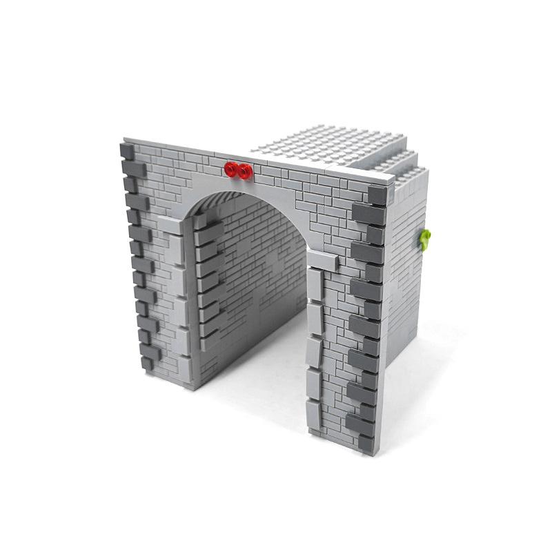 Small Particles Mosaic Train Track Cave Building Block Tunnel City Scene Assemble Plastic Toys