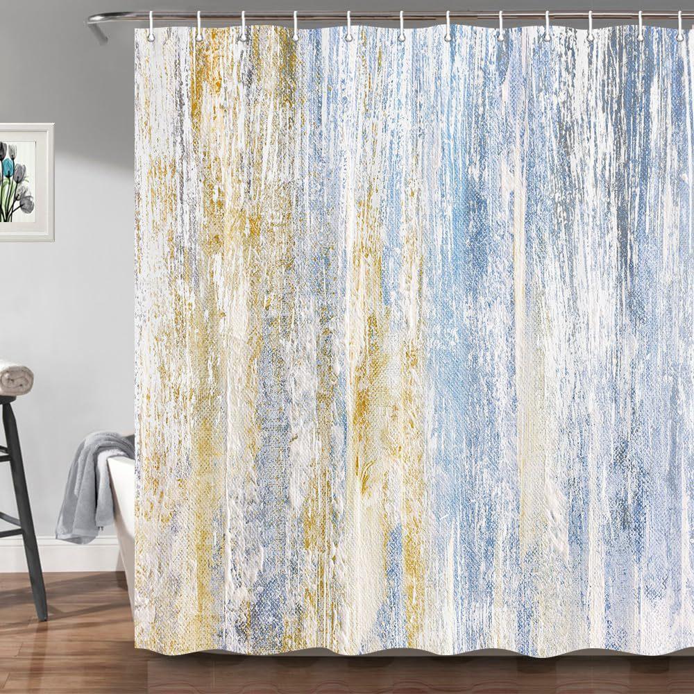 Abstract Shower Curtain Modern Bathroom Shower Curtain Set Beach Aesthetic Stripes Contemporary Minimalist Painting Fabric Shower Curtain Curtain