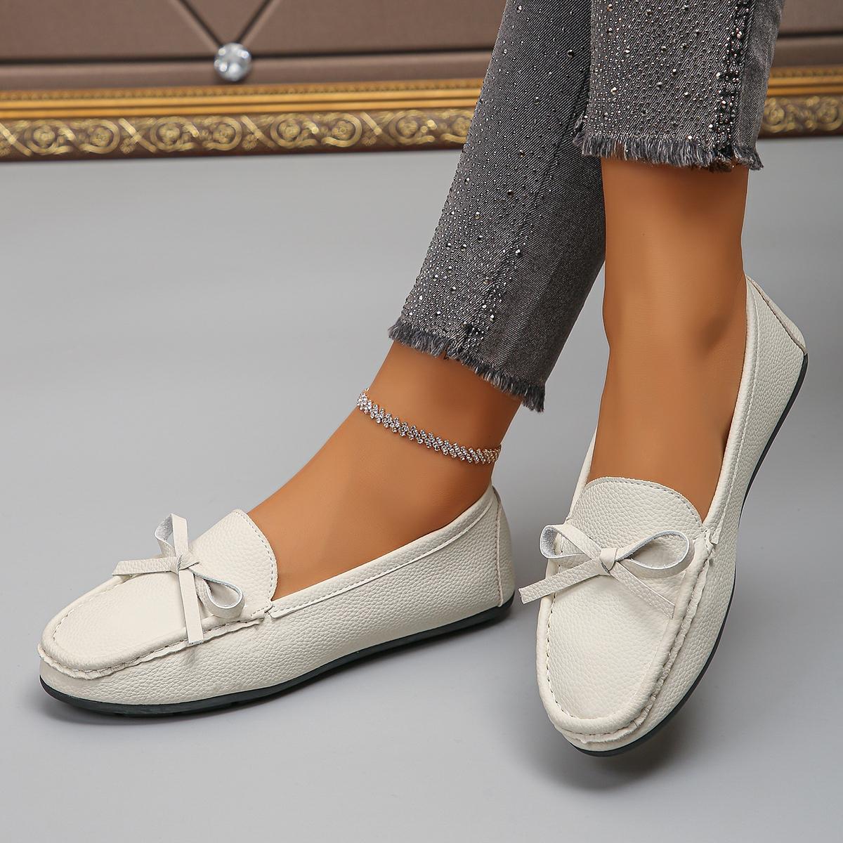 

Fashion Women s Causal Flat Shoes New Summer Round Toe Slip on Walking Shoes for Women Outdoor Plus Size Butterfly Knot Women s Loafers 35 білий