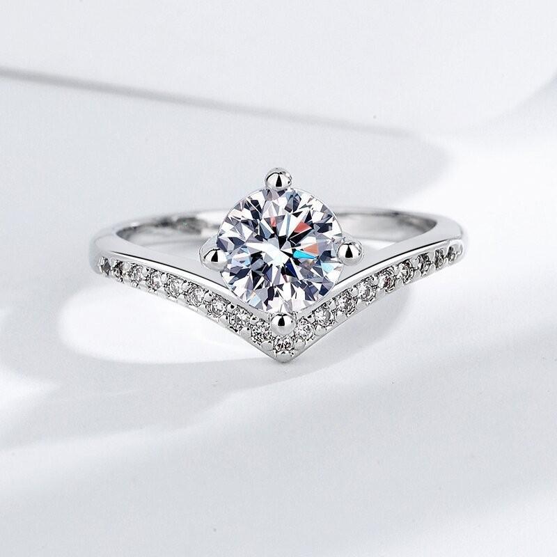 925 Sterling Silver Fashion Light Luxury Crown Princess Round Zirconium Ring Birthday Party Anniversary Gift белый