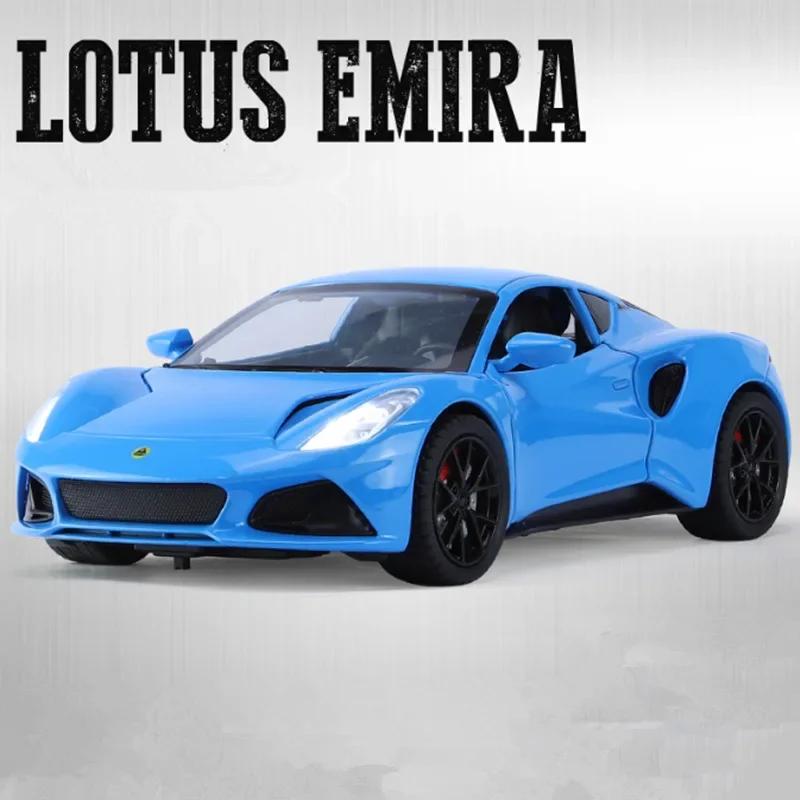 1/24 Lotus Emira Evija Alloy Sports Car Model Diecasts Metal Racing Car Vehicles Model Simulation Sound Light Collection KidsToy