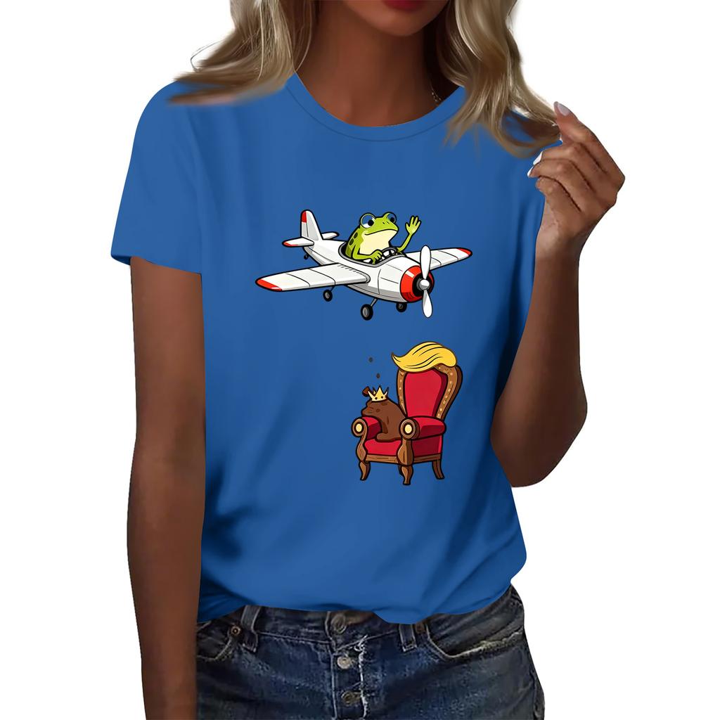 Women's Printed Round Neck Short Sleeve Top