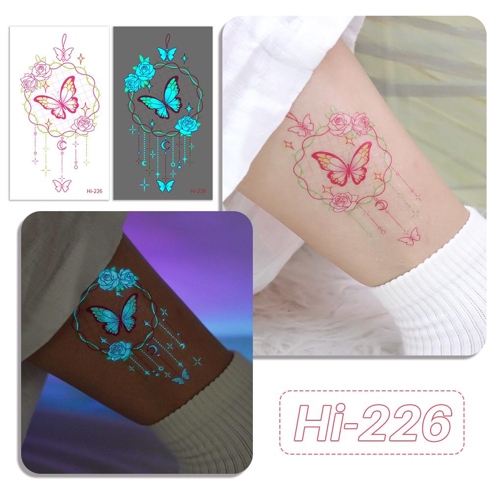 Rikaron Waterproof Luminous Butterfly Tattoo Stickers - Long-lasting, Realistic, Simple Japanese Washable Design for Dopamine Aesthetic.