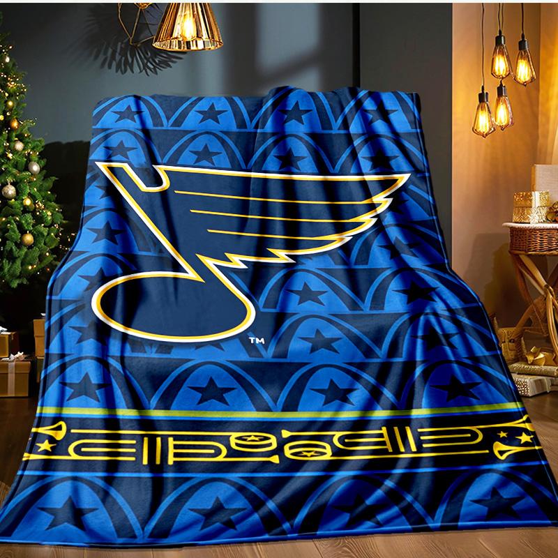 Louis Blues Hockey Team Blanket Flannel Throw for Sofa, Indoor, Camping, Living Room, Office, Chair, And Bed Soft Birthday Gift