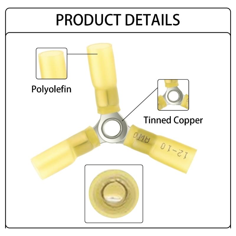 Sturdy Brass Materials 20Pcs Circular Wire Connectors with Properties Accessory for Maintenances and Installation