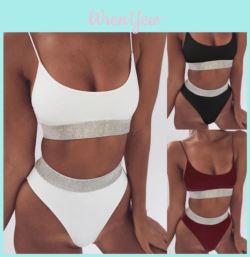 Stunning Sexy Two-piece High Waist Bikini Swimsuit With Sparkling Colorful Sequins
