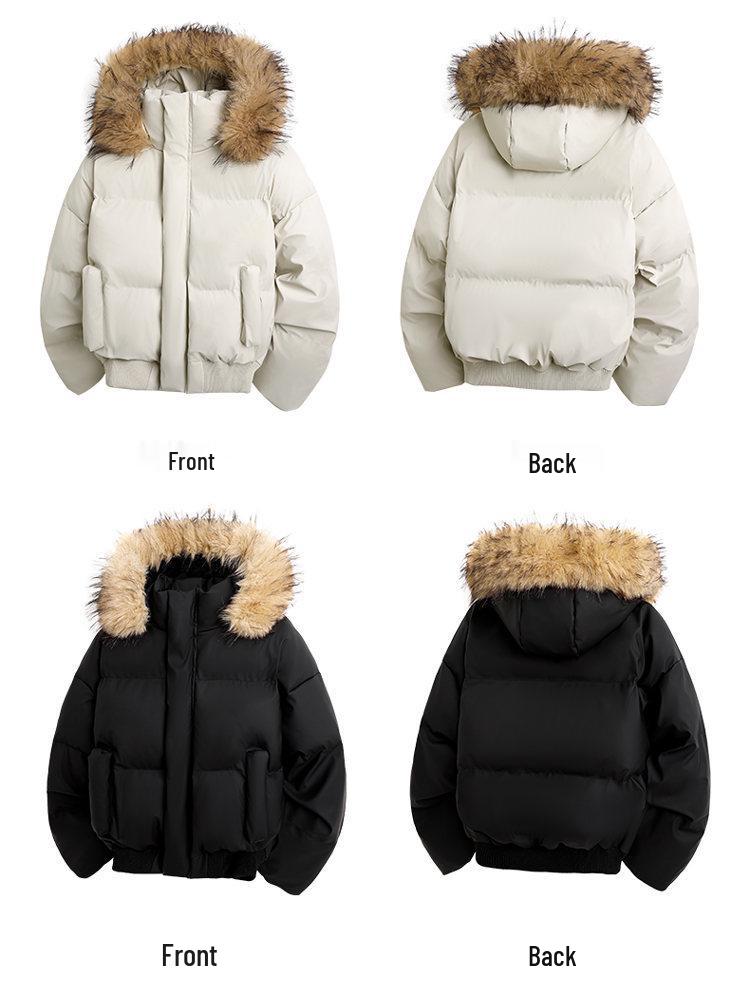 Men's Winter Retro Cotton Jacket with Detachable Fur Collar - Thick and Trendy Outerwear