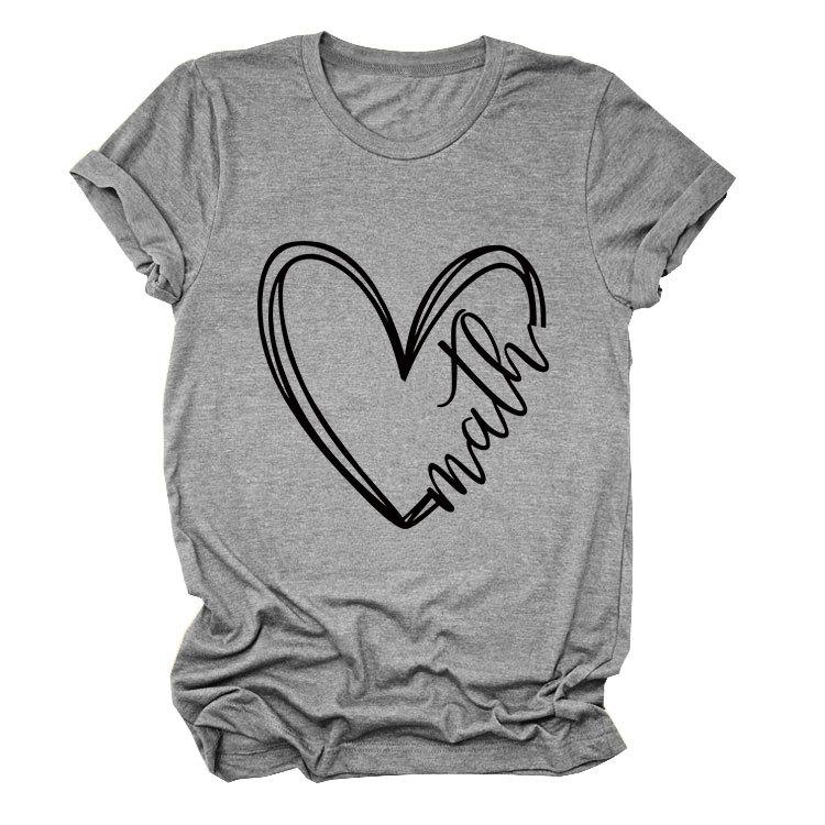 Summer Minimalist Heart-shaped 3D Printed Short Sleeved Women's T-shirt