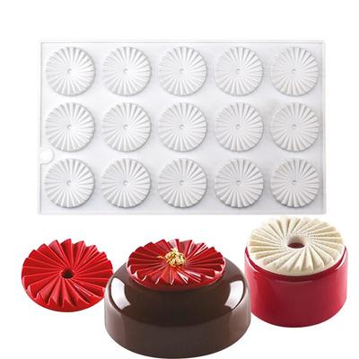 1 Pieza 15 Pliegues Chips de Chocolate Molde de Silicona Plegado para Mousse, Borde Redondo de Pastel Origami Decoración DIY Horneado