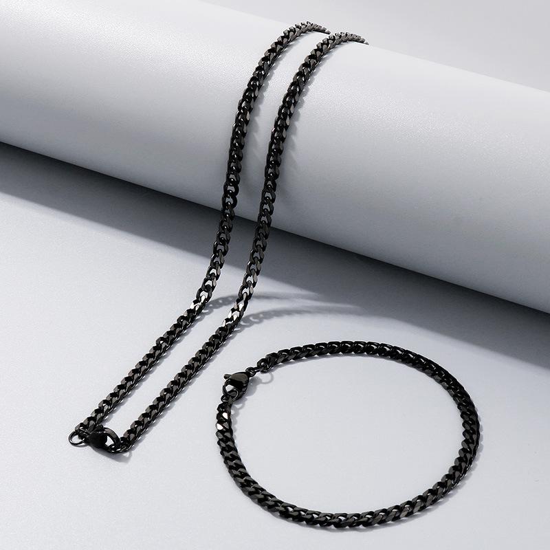 Halskette aus Titanstahl mit dicker Hip-Hop-Kette, Edelstahl sechsseitig geschliffene Kette mit Kettenschmuck