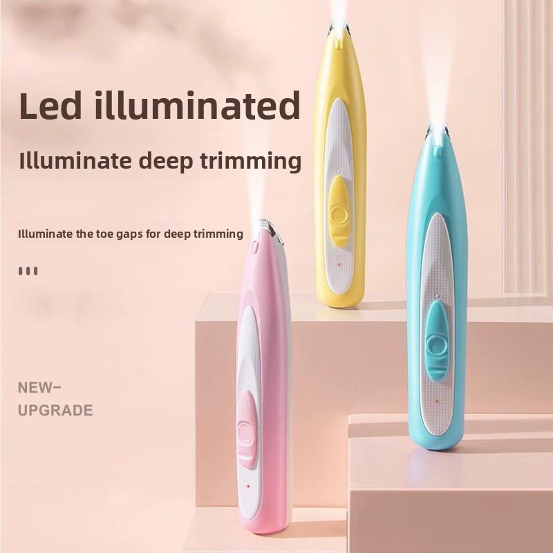 Tierfußhaarschneider, Katzenhaarschneider, Werkzeug zum Trimmen der Hundefußsohlen, Haarschneider, Elektrischer Haarschneider mit Licht