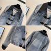Vintage Disk Buckle Denim Coat Women Top Spring New Loose Everything Senior Sense Small Jacket Tooling Top Tide Solid Color