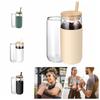 Silicone Water Drinking Tumbler Bamboo Lid Iced Coffee Glasses Cute Breakfast Mug  Drinkware