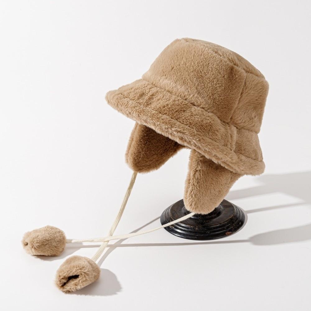 Warmer Winter Fisherman Hat Anti-cold Plush Bucket Cap Gifts Plush Panama Hat  Cycling