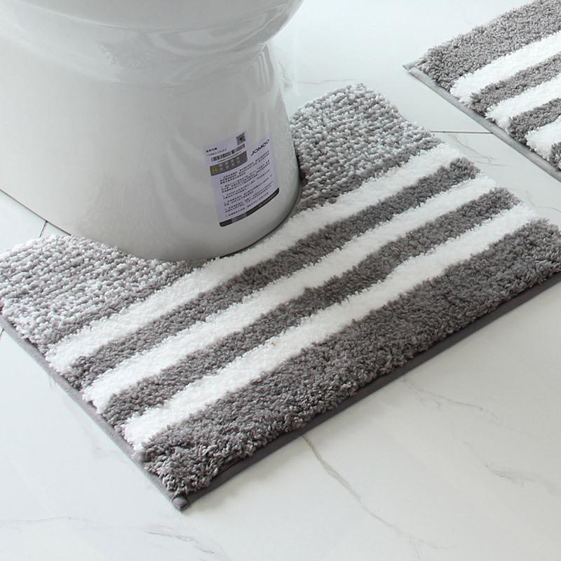 Thickened U-Shaped Non-Slip Absorbent Toilet Mat - Dirt-Resistant Bathroom and Bedside Carpet